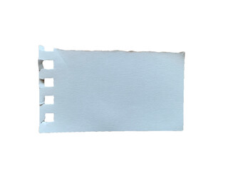 Horizontal white torn paper with spiral binder holes and jagged top edge on transparent background
