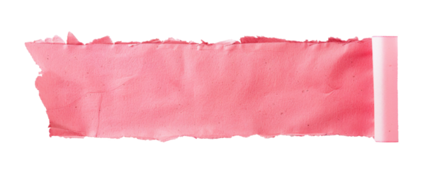 pink textured torn paper tape on transparent background, empty space for text, for your design, subtle grain, png