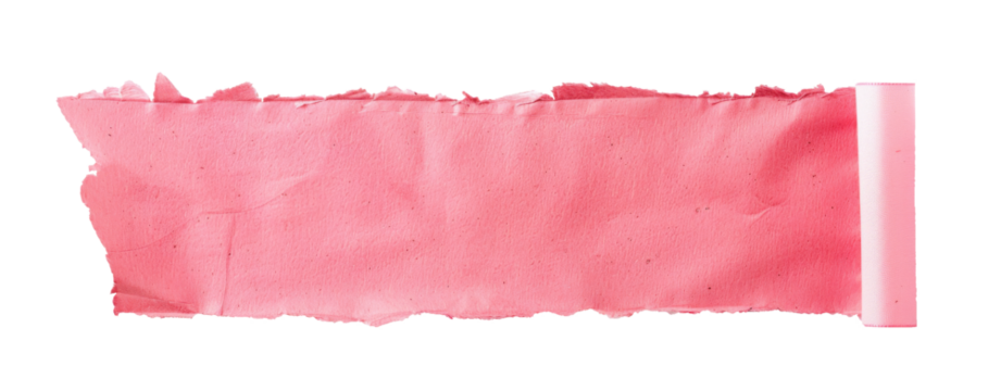 pink textured torn paper tape on transparent background, empty space for text, for your design, subtle grain, png