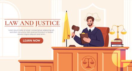 Judge in courtroom illustration. Vector illustration