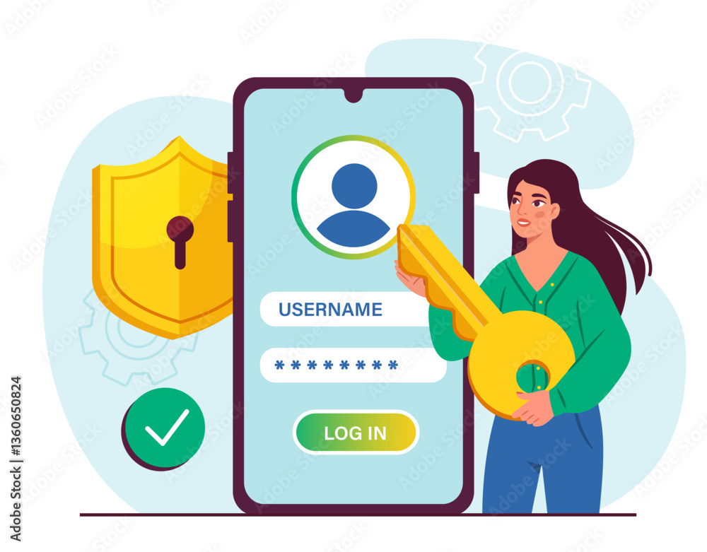 Poster secure login authentication. vector illustration