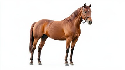 Obraz premium Elegant brown horse standing proudly, showcasing its strong physique and graceful posture.