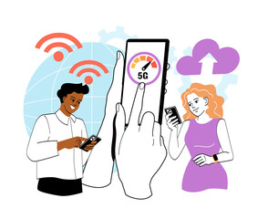 5G network and fast mobile internet. Vector illustration
