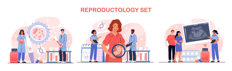 Reproductology and pregnancy concept. Vector illustration