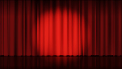 Red stage curtain background. Vector illustration