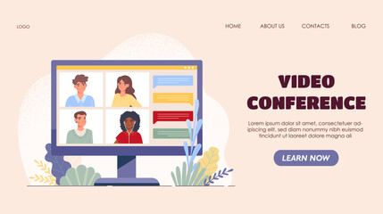 Video conference concept. Vector illustration