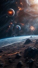Naklejka premium space exploration beyond the event horizon