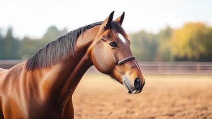 Obraz premium A close-up view of a horse with a textured background in a serene outdoor setting.