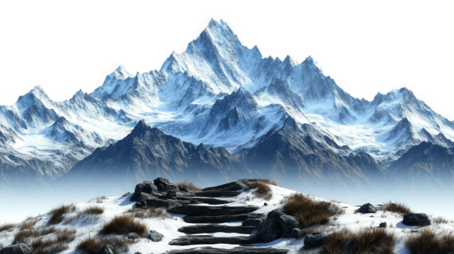 Majestic Mountain Peaks and Ancient Steps