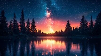 Fototapeta premium Breathtaking blood moon illuminating the forest landscape high resolution wallpaper