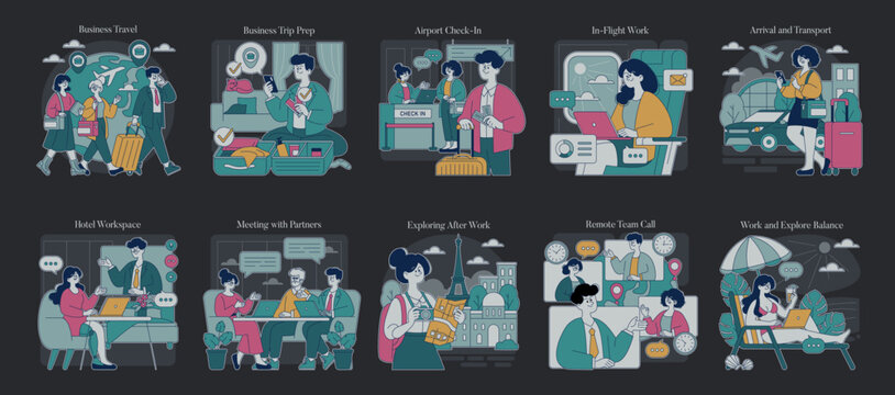 Business Travel. Flat Vector Illustration