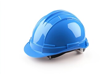 Fototapeta premium Blue Hard Hat Isolated on White Background for Workplace Safety