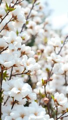 Obraz premium Soft, fluffy white cotton blossoms fill the frame, spring, white