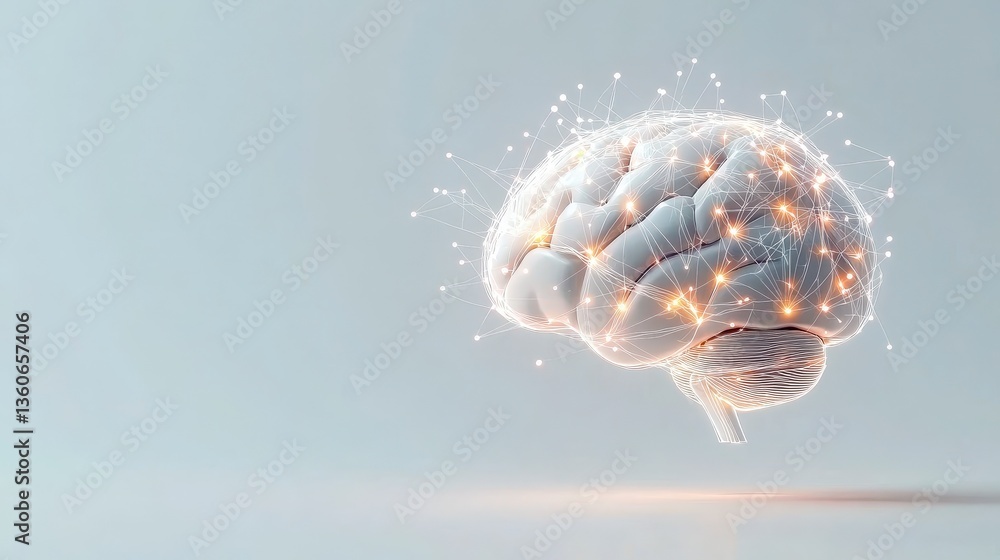Aufkleber 3d rendered brain illustration symbolizing intelligence and technology integration.