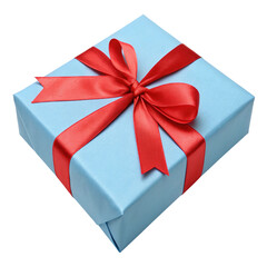 A present wrapped in blue transparent background