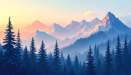 Obraz premium wallpaper trees mountains and summer landscape with mountains