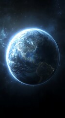 Obraz premium A beautiful illuminated planet amidst the vastness of deep space