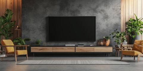 Modern Living Room with TV and Furniture (1)