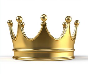 Golden Crown Close Up Isolated on White Background Royalty Symbol