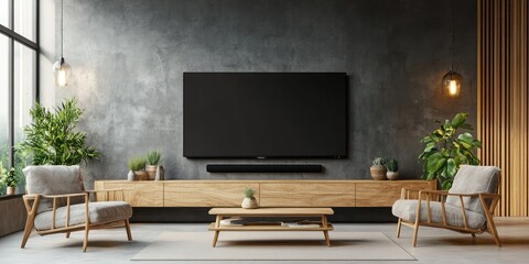 Modern Minimalist Living Room with TV