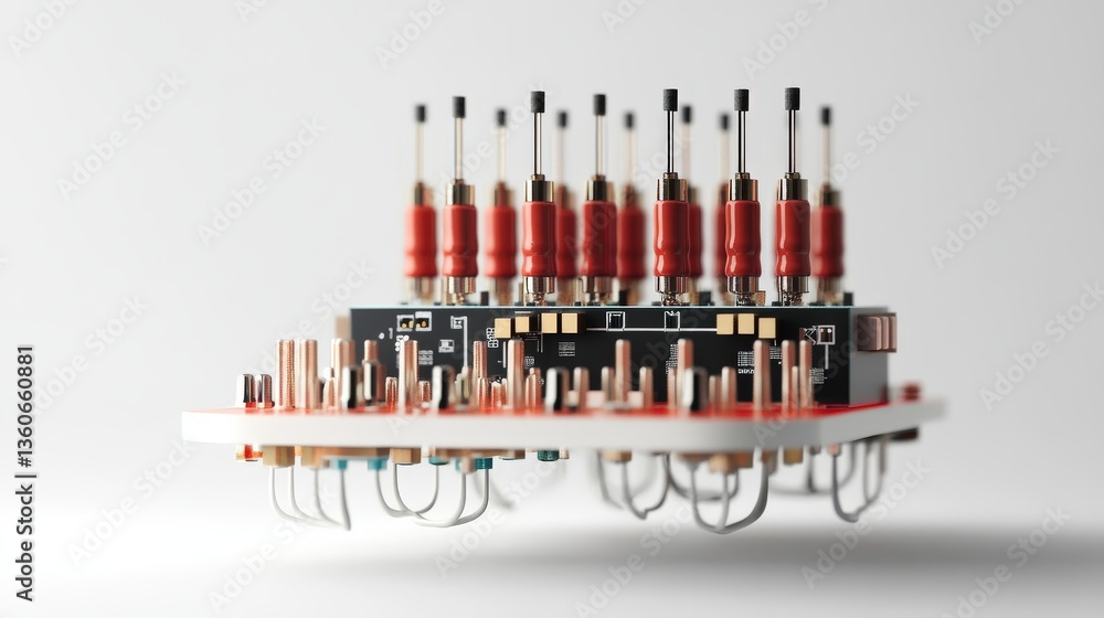 Poster a detailed view of a complex circuit board assembly
