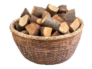 Isolated Basket Full of Firewood