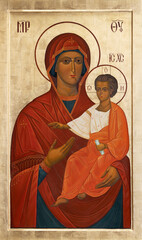 FLORENCE, ITALY - MARCH 18, 2025: The icon of Madonna in the church Chiesa dei Santi Simone e Giuda...