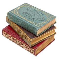 Obraz premium A stack of antique books old transparent background
