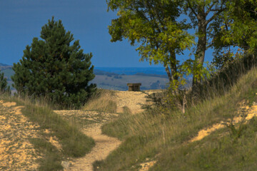 Scenic Bench Overlooking the Countryside at Leckhampton Hill, Cheltenham