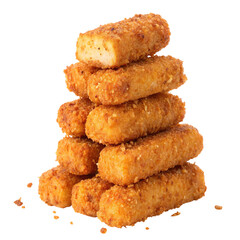 Stack of fried mozzarella transparent background