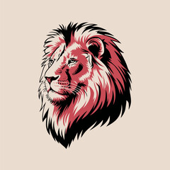 Modern lion illustration with bold lines and regal expression