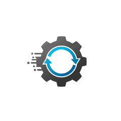 Gear with Circular Arrow and Motion Lines