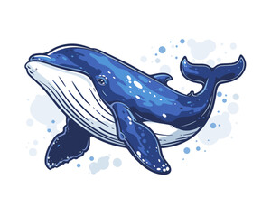 whale vector illustration on the theme of marine animals in a flat style