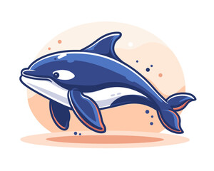 Naklejka premium dolphin vector illustration on the theme of marine animals in a flat style