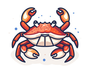 Crab vector illustration on the theme of marine animals in a flat style