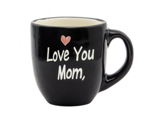 Black Ceramic Mug with Love You Mom Design Mother's Day Gift Idea