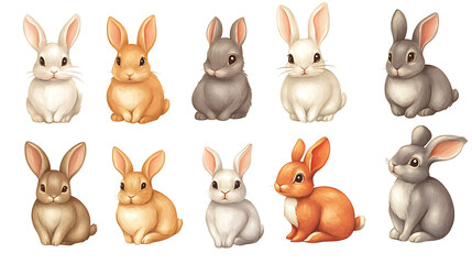 Obraz premium set collection of drawn easter rabbit
