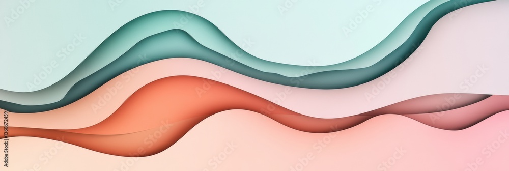 Leinwandbilder Stylish abstract paper cut design with layered geometric shapes in pastel tones and deep shadows for modern aesthetics Generative AI