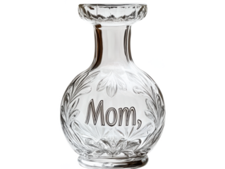 Crystal Glass Vase with Mom Inscription Elegant Mother's Day Gift Design