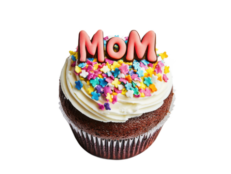Delicious Chocolate Cupcake for Mom Mother's Day Sweet Treat with Colorful Sprinkles - Powered by Adobe