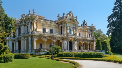 Palacio histórico con jardines