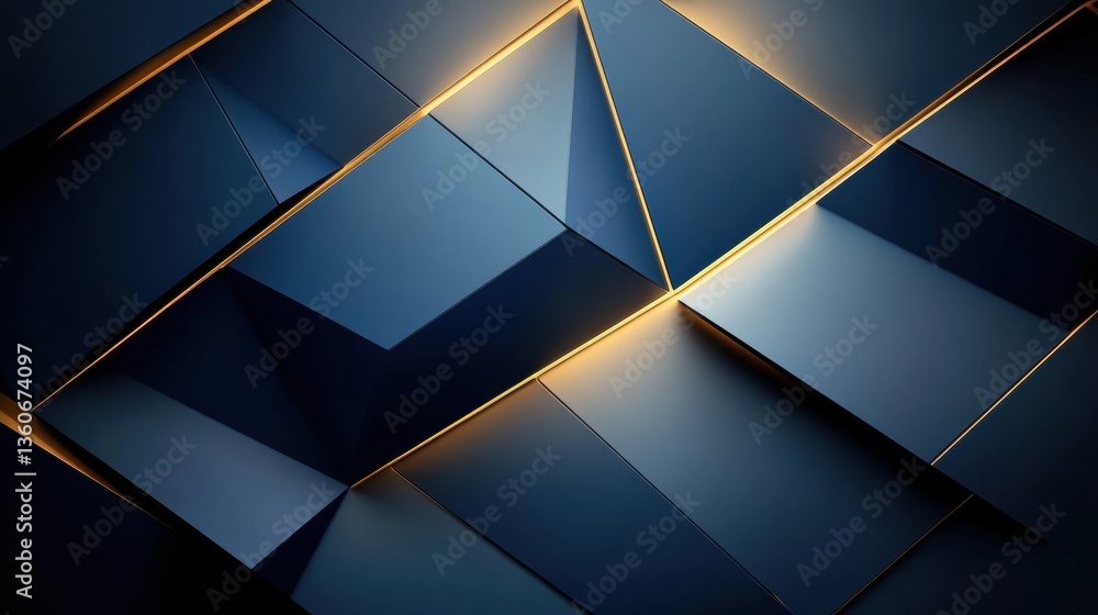 Poster Modern abstract background featuring geometric shapes representing political structure with sleek blue and gold aesthetics Generative AI