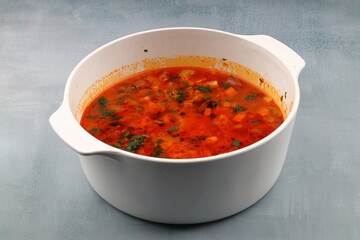 Traditional delicious Turkish food; Kidney beans with olive oil, Red kidney bean stew, Turkish name; Barbunya pilaki