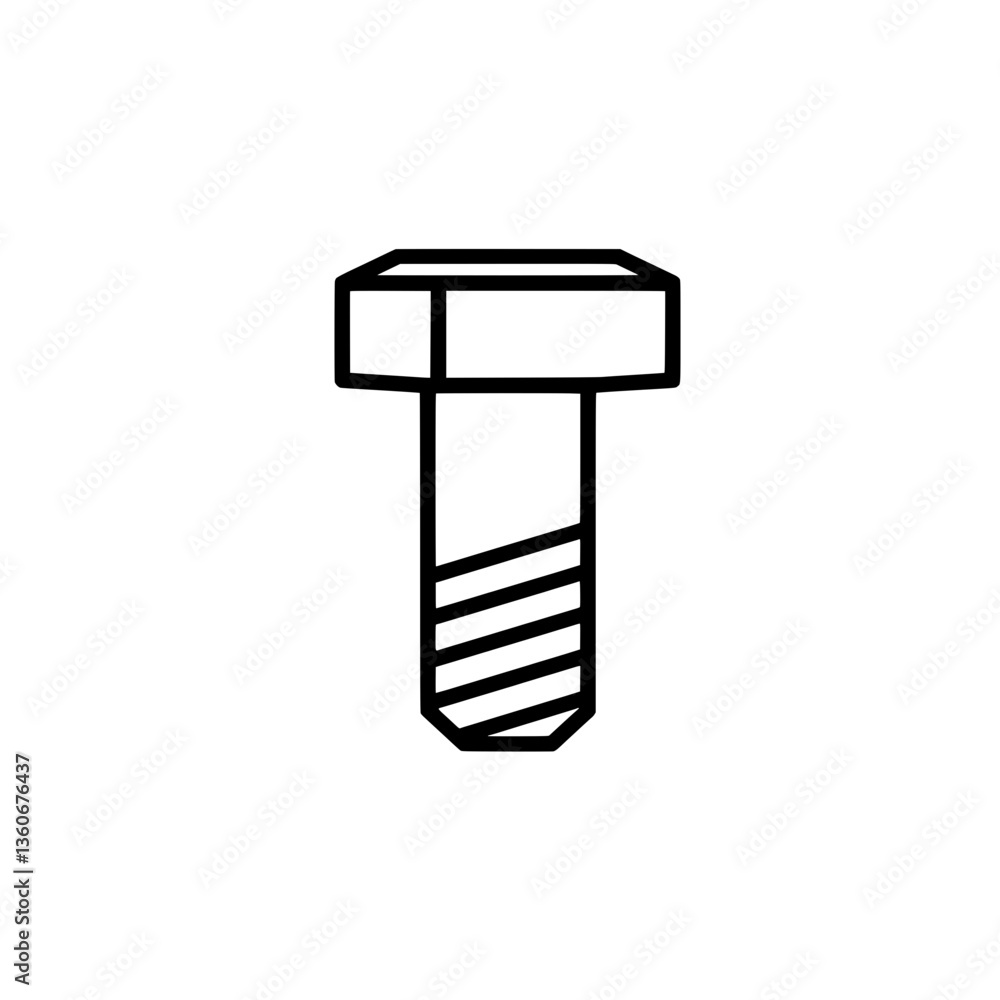 Aufkleber engineering icon: a minimalist depiction of a bolt, a staple of engineering and construction, render