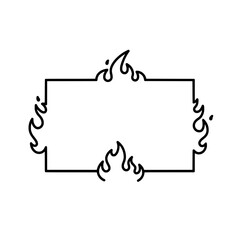 Fiery Frame: A minimalist line drawing of a rectangular frame engulfed in flames. Striking visuals, symbolizing power, intensity, and burning passion.