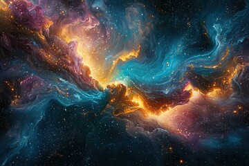 Obraz premium Celestial Nebula A Cosmic Dance of Color and Light