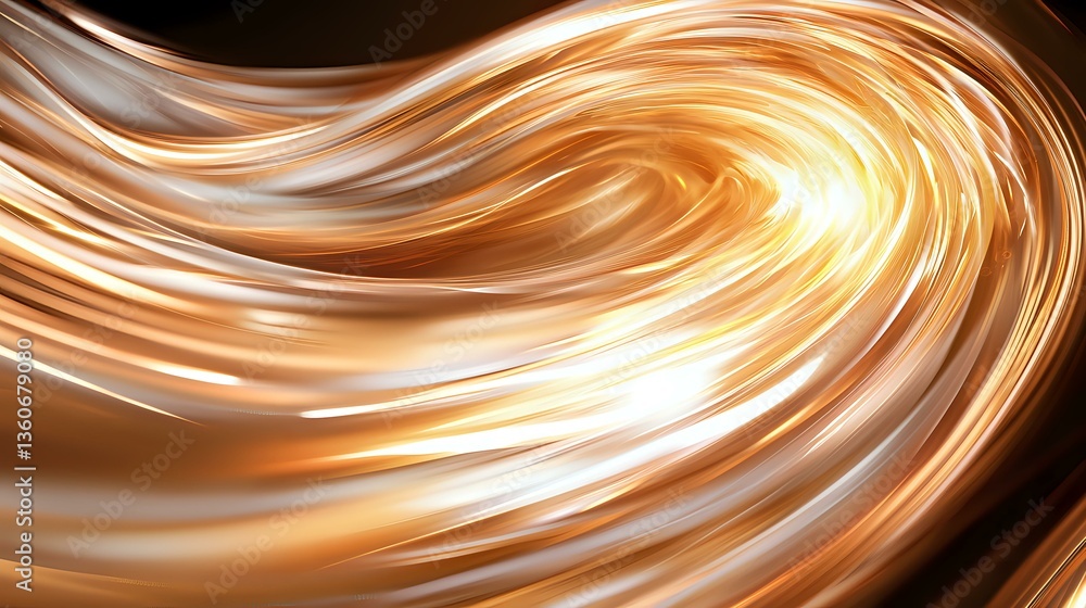 Aufkleber flowing golden waves create dynamic abstract background with smooth curved lines and light effects i