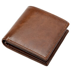 A brown leather wallet close up transparent background