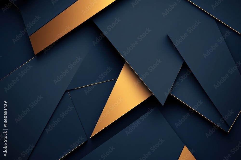 Fototapete Sleek modern abstract background featuring geometric shapes reflecting political structure in deep blue and gold tones Generative AI