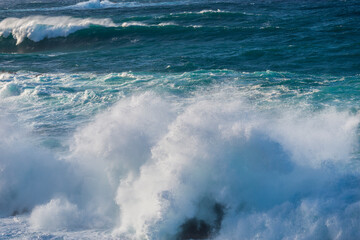 Big powerful storm waves in Porto Moniz, on the Madeira Atlantic coastline